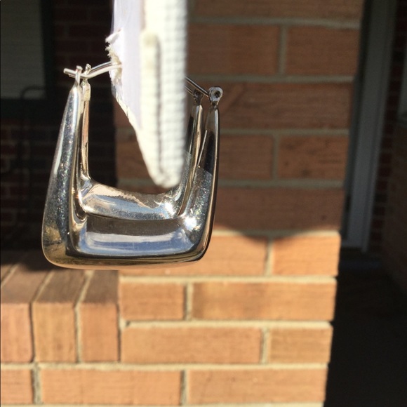 Sterling Silver Square Hoops - Picture 4 of 5